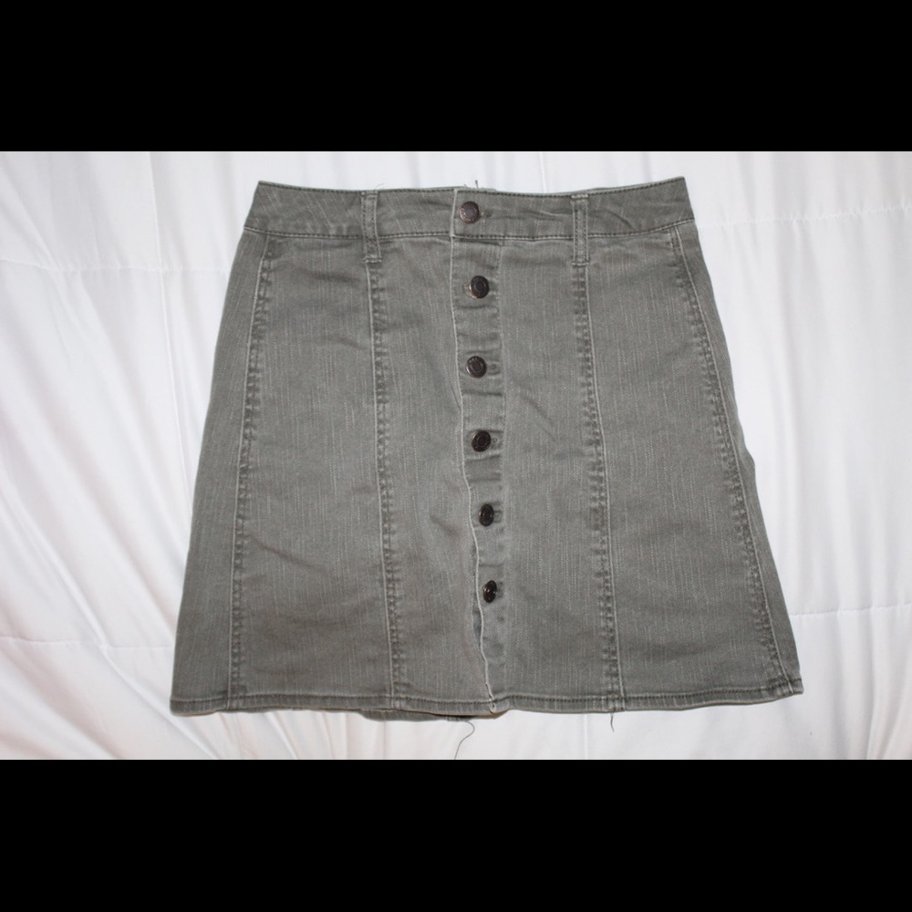 army green jean skirt